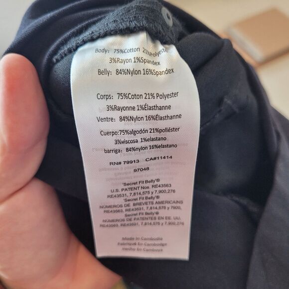 NEW Indigo Blue Maternity Jeans Pants High Waist Black Faux Leather Size Medium - Picture 8 of 8